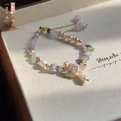 ブレスレット ストーン クリスタル レディース 手作り バロック パール スイートXuA2081