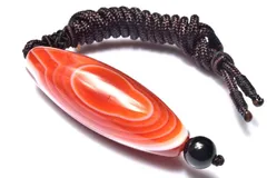 【１点物】チベット産 赤天眼石　51x17mm　天珠手編み ペンダントネックレス パワーストーン 天然石 _PC6151