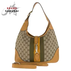 美品 グッチ シェリーライン ニュージャッキー ホーボー イエロー ベージュ GGキャンバス/レザー 277520 ショルダーバッグ 500328【中古】