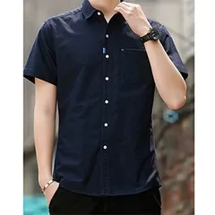 [foveitaa] シャツ メンズ 半袖 ワイシャツ 夏服 メンズ オックスフォードシャツ 服 yシャツ コットン カジュアル シンプル オシャレ カッターシャツ ボタンダウン 快適 軽い 柔 ビジネス 無地 汗染み防止 White XL ネイビー