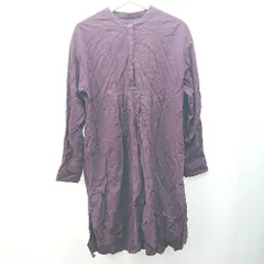 ◇ LOWRYS FARM フロントボタン 無地 シンプル 大人カジュアル 長袖 ロング丈 ワンピース 表記なし パープル レディース E  【1309040057586】