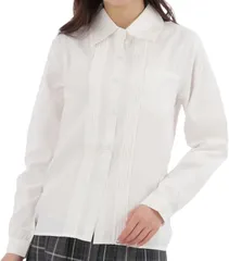 Eiza スクールブラウス 制服 エレガント 女子 オルガン プリーツ ポケット付 シャツ e327(長袖,  L)