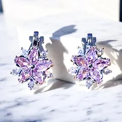 桜 イヤリング レディース シルバー さくら 花 フラワー イヤークリップ 桃