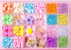 【在庫セール】女の子 ビーズ おもちゃ 約471個 手作り ビーズ アクセサリーキット 画像の解説付き