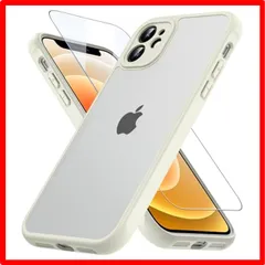 【セール中】 iPhone 12 mini_レトロホワイト OWKEY iPhone 12 mini ケース 【ガラスフィルム付き】 半透明 薄型 軽量 いph