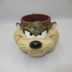 90's Looney Tunes Vintage Looney Tunes 3D Mug Plastic Cup TAZ Tasmanian Devil Figure Doll Plush Toy