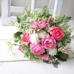 *受注制作*　エクリュクラッチブーケ【pink】　造花　マタフォト　前撮り　フォトウェディング　414