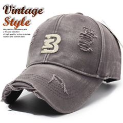 【ダメージ加工がCOOL】帽子 キャップ Vintage メンズ レディース くすみカラー こなれ感 深め しっかり素材 7986695 (チャコール)