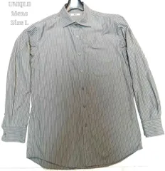 UNIQLO メンズ　ストライプシャツ　長袖　サイズL　カラーブラック