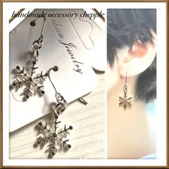 No.795   雪の結晶ピアス　冬ピアス　ハンドメイドピアス　イヤリング　小ぶりピアス　小ぶりのイヤリング　雪の結晶イヤリング