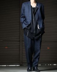 L.Q. Y's for men linen 2pieces set up tailored jacket × 3tuck slacks ワイズ リネン 麻 2ピース セットアップ スーツ シングル テーラードジャケット × 3タック スラックス 濃紺