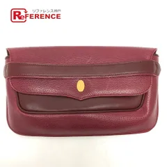 カルティエ マストライン ポーチ クラッチバッグ レザー ワインレッド