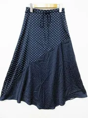 【送料無料】未使用 ミラオーウェン Mila Owen キレイめかわいい フレア ロングスカート 水玉 切替 ネイビー 白 0サイズ■L22493SSA20-80-3（4）5/30