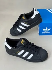 新品未使用adidas originals SUPERSTAR J防蹴減震耐摩耗ローパードシューズ男女兼用カーボンブラック