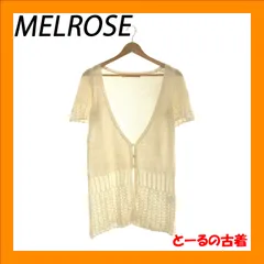 MELROSE メルローズ トップス カーディガン チュニック ニット ケーブル レース フリル 半袖 レディース ホワイト 白 麻
