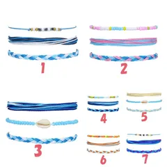 7デザイン 3点セット 編み 手作り 多色 ブレスレット レディース メンズ 紐 編み模様 人気アクセサリー 夏 海 人気 可愛い カップル セット プレゼント  ギフト