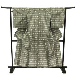 紬/単衣/グレー/未使用品/逸品/仕立上がり/適応身長156～162㎝/10785