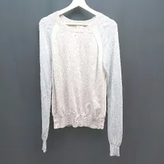 ◇ MADELEINE THOMPSON ウール100％ ラウンドネック カラー切り替え 長袖 ニット サイズXS ピンク レディース E  【1307260082531】