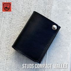 栃木レザー財布 コンパクト財布　コンパクトウォレット スタッズ財布　ミニ財布　日本製  ［WL001-ST15］