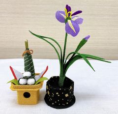 ちりめん五月飾り【花菖蒲＆ちまき飾りセット】端午の節句 五月インテリア飾り 子どもの日 5月飾りにプラスして 卓上5月飾り 新品未使用品 日本製