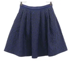 ランバンオンブルー 総柄 ミニ丈 フレアスカート 36 ネイビー系 LANVIN en Bleu レディース 古着 【240404】 メール便可
