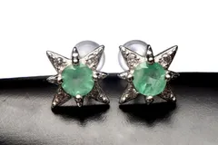 シルバー925 エメラルド　4mm　スター ピアス パワーストーン 天然石 _PRG1625