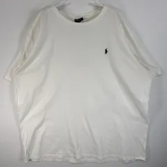 古着 90's/90年代 ポロバイラルフローレン Polo by Ralph Lauren 半袖Tシャツ ロゴ 刺繍 大きいサイズ クルーネック XXL  ホワイト 無地 メンズ