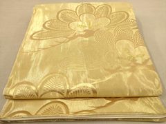 平和屋着物◎六通柄袋帯 唐織 遠山舞蝶花文 金銀糸 正絹 逸品