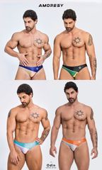 AMORESY Odinシリーズ メンズスポーツブリーフ水着 スパンデックス 通気性 個性派配色デザイン コスプレ衣装