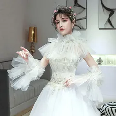 ショール ウェディングショール 星 スター 白 ウェディング ホワイト 結婚式 花嫁 二次会 パーティー ウェディング  フェミニン ガーリー レース 透け感 豪華 プリンセス 森ガール チュール  前撮り 透け感