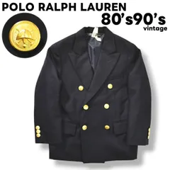 【希少】 緑タグ 80s 90s ヴィンテージ ポロ ラルフローレン POLO RALPH LAUREN ダブル テーラード ジャケット ブレザー 紺ブレ 金ボタン 総裏地 115cm ネイビー キッズ 子供服 ♪