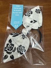 リボン ヘアゴム キッズ 子供用 大人用 白リボン 黒薔薇 黒バラ