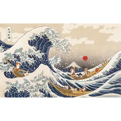 ピントー(Pintoo) 1000ピース プラ製ジグソーパズル【Nyangsongi＿神ニャン川沖浪裏】(38X59cm)大人向け難しい 破片なし カチっとハマる[H3181]