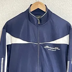 (^w^)b MIZUNO PRO ミズノ プロ  トラックジャケット フルジップアップ ジャージ ウインドブレーカー 紺色系 ネイビー系 ロゴマーク 刺繍 白系 スポーツ 運動 トレーニング ジム メンズ サイズL