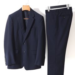 プラダ PRADA ヴァージンウール モヘア 黒タグ セットアップ スーツ 48 ネイビー メンズ 正規品 5-ZC024