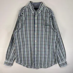 古着 トミーヒルフィガー TOMMY HILFIGER 長袖シャツ ロゴ 刺繍 チェック ボタンダウン M  ブルー系 マルチカラー メンズ