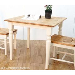 フレンチカントリー パイン無垢材 正方形 ダイニングテーブル - メルカリ
