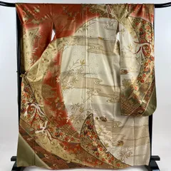 振袖 身丈168.5cm 裄丈67cm M 袷 鳳凰 枝垂れ桜 金彩 ぼかし オレンジ 正絹 秀品 【中古】