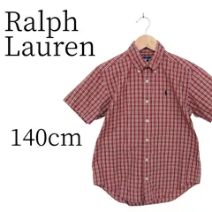 ★美品 Ralph Lauren 赤 チェック柄 半袖シャツ 140cm