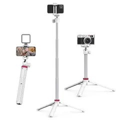Ulanzi MT-44 三脚 スマホ三脚 カメラ三脚 147cm 2in1スマホクリップデザイン 32cm-147cm 6段伸縮 ボール雲台 360度回転 ビデオカメラ 軽量 vlogセルカ棒 折りたたみ 持ち運び便利 コールドシュー付き iPhone1のサムネイル