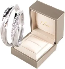 Veritamore. Elena ペアリング 指輪 フリーサイズ シルバー925 プラチナコーティング 金属アレルギー対応 キュービックジルコニア カップル 婚約 結婚 人気 お揃い プレゼント 専用BOX付き(シルバー,  フリーサイズ)
