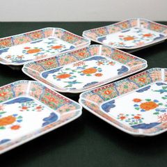 三洋陶器 龍峰窯 金彩 古伊万里 長角皿揃 5枚セット 長皿 色絵 染付