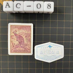 防水ステッカー　切手風　スタンプ風　海外　２枚セット　AC-1防水ステッカー　切手風　スタンプ風　海外　旅行　レトロ　２枚セット　AC-8