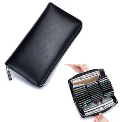 【大容量!!】ロングカードケース じゃばら型 スキミング防止 ブラック
