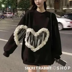 個性的で可愛い♡レースハートデザイン カジュアル トップス ブラック黒 長袖新品
