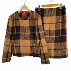 ロベルタディカメリーノ Roberta di Camerino セットアップ スーツ チェック ウール アルパカ混 ロゴ ブラウン 42 XL相当のサムネイル
