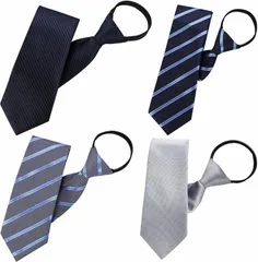 GRANVEL ワンタッチネクタイ 結ばないネクタイ ビジネス セット 簡単装着 冠婚葬祭 紳士(4本セットB,  ネクタイ長さ：48cm　大剣幅：8cm)