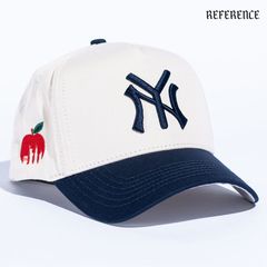 REFERENCE NY SNAPBACK CAP【CREAM×NAVY】 (リファレンス 通販 キャップ 帽子 スナップバック ベースボールキャップ ロゴ ニューヨーク)