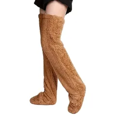 レッグウォーマー もこもこ ボア 起毛 レディース あったか つま先開閉 冷え対策 ニーハイ 膝上 ルームソックス 防寒グッズ フリーサイズ 黒 白 茶 青 lg-003