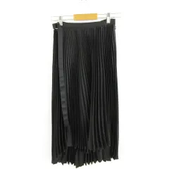 ユニクロ UNIQLO +J プリーツラップロングスカート 黒 61 *A944
